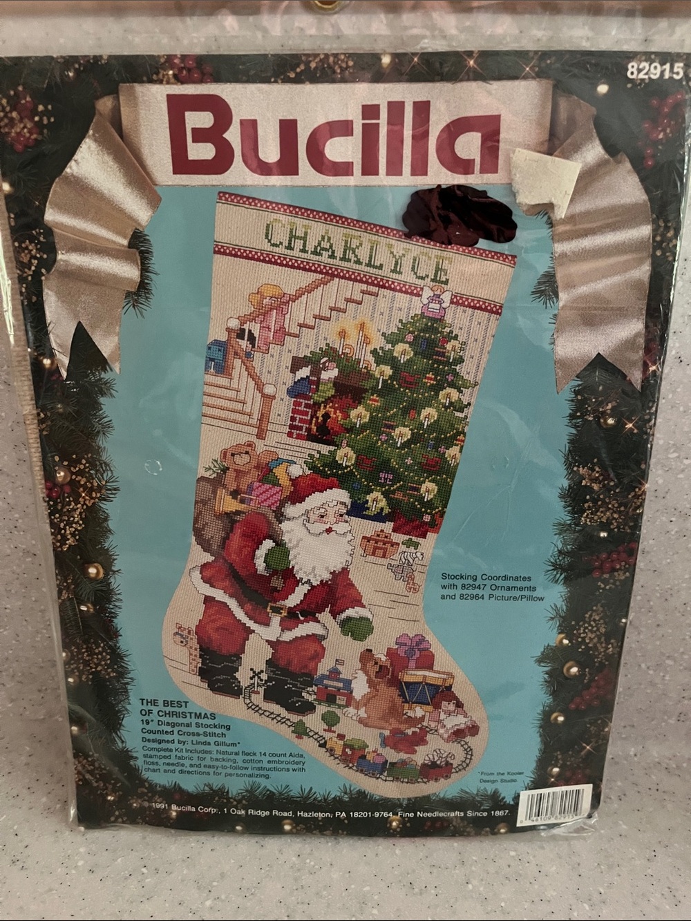 1991 BUCILLA Best of Christmas Personalized Stocking Cross Stitch Kit 82915 READ
